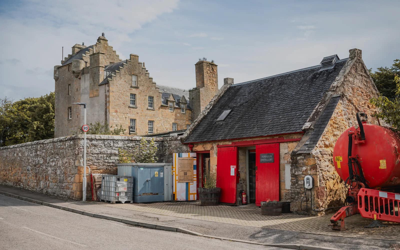 Landscape photograph of Dornoch distillery.