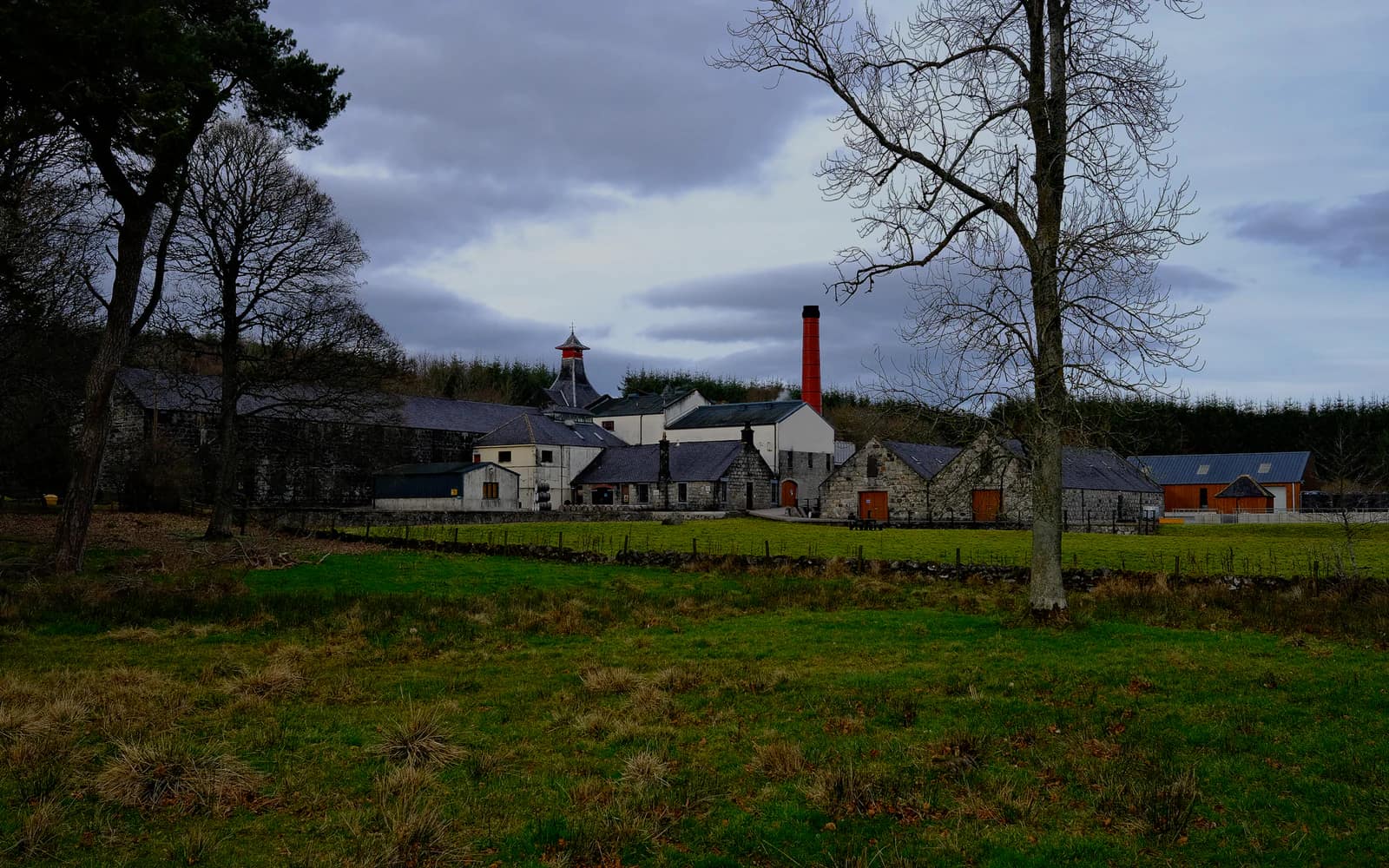Landscape photograph of Knockdhu distillery.