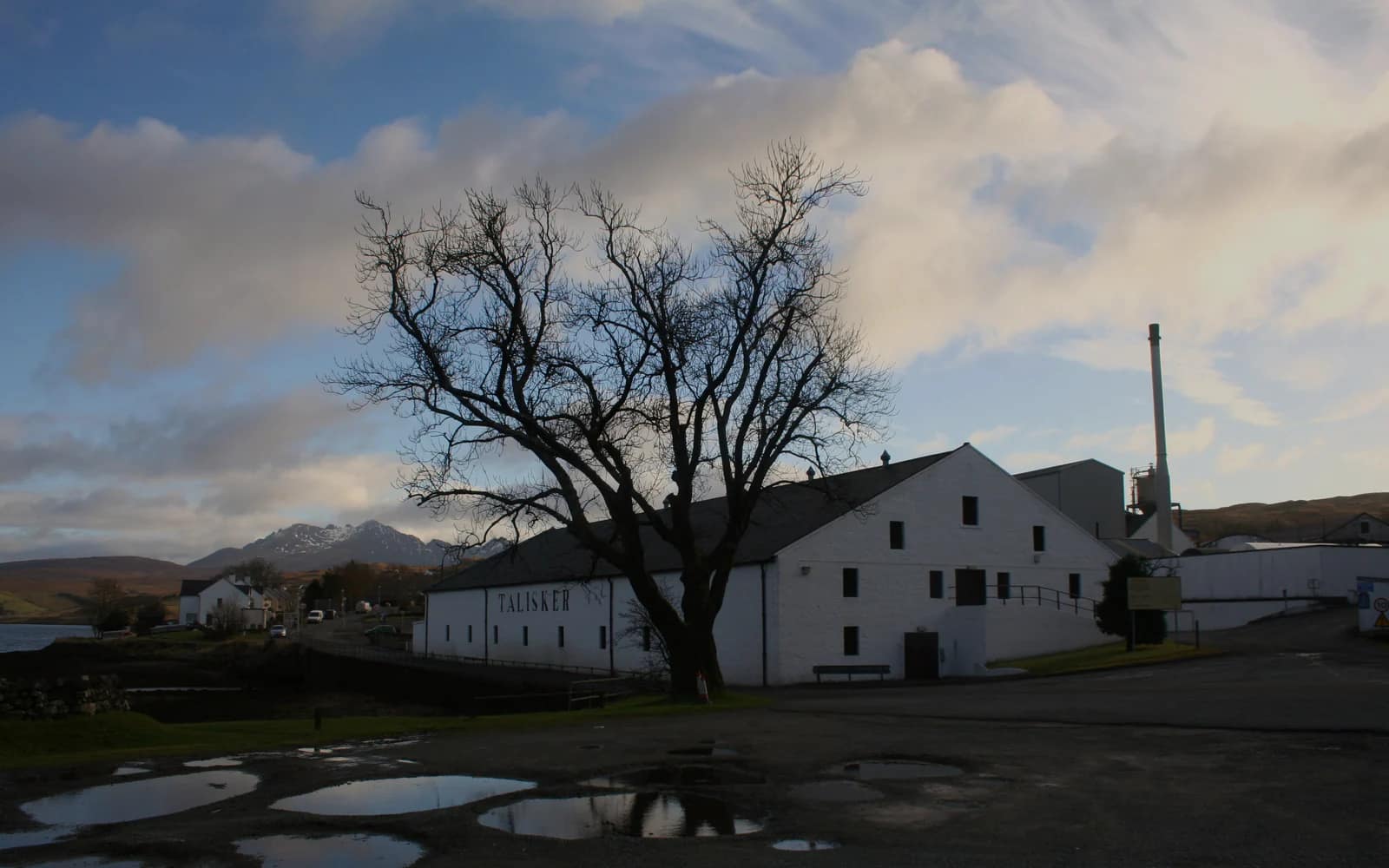 Landscape photograph of Talisker distillery.
