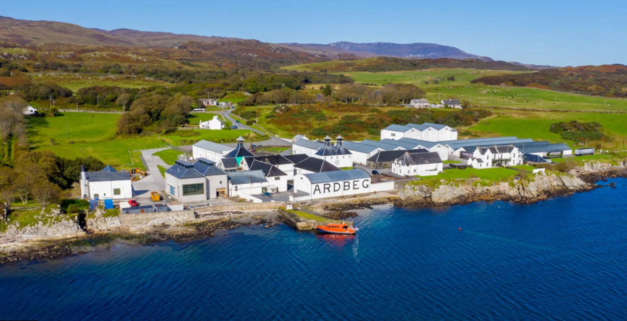Landscape photograph of Ardbeg distillery.