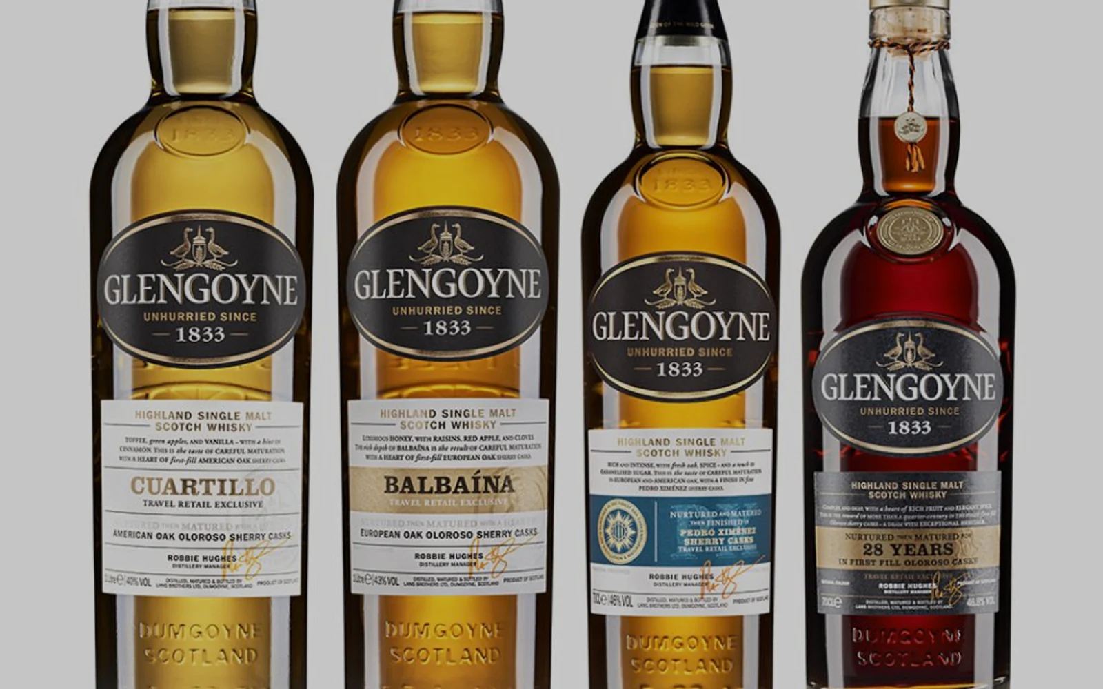 Glengoyne production and whisky-making detail.