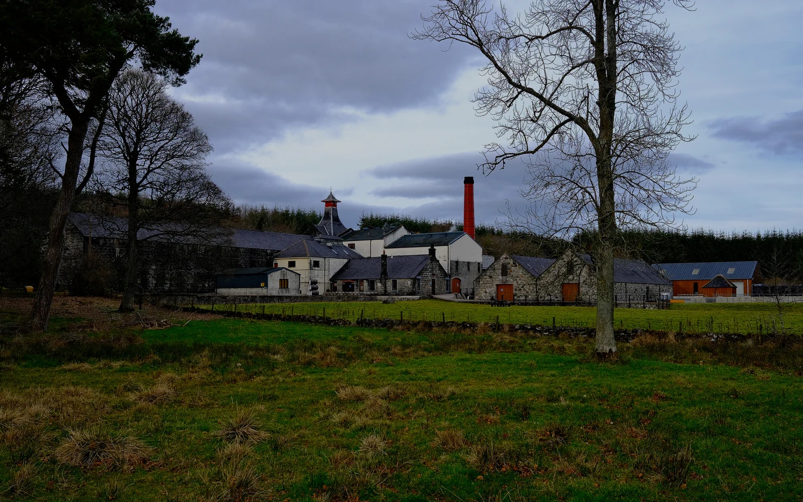 Landscape photograph of Knockdhu distillery.