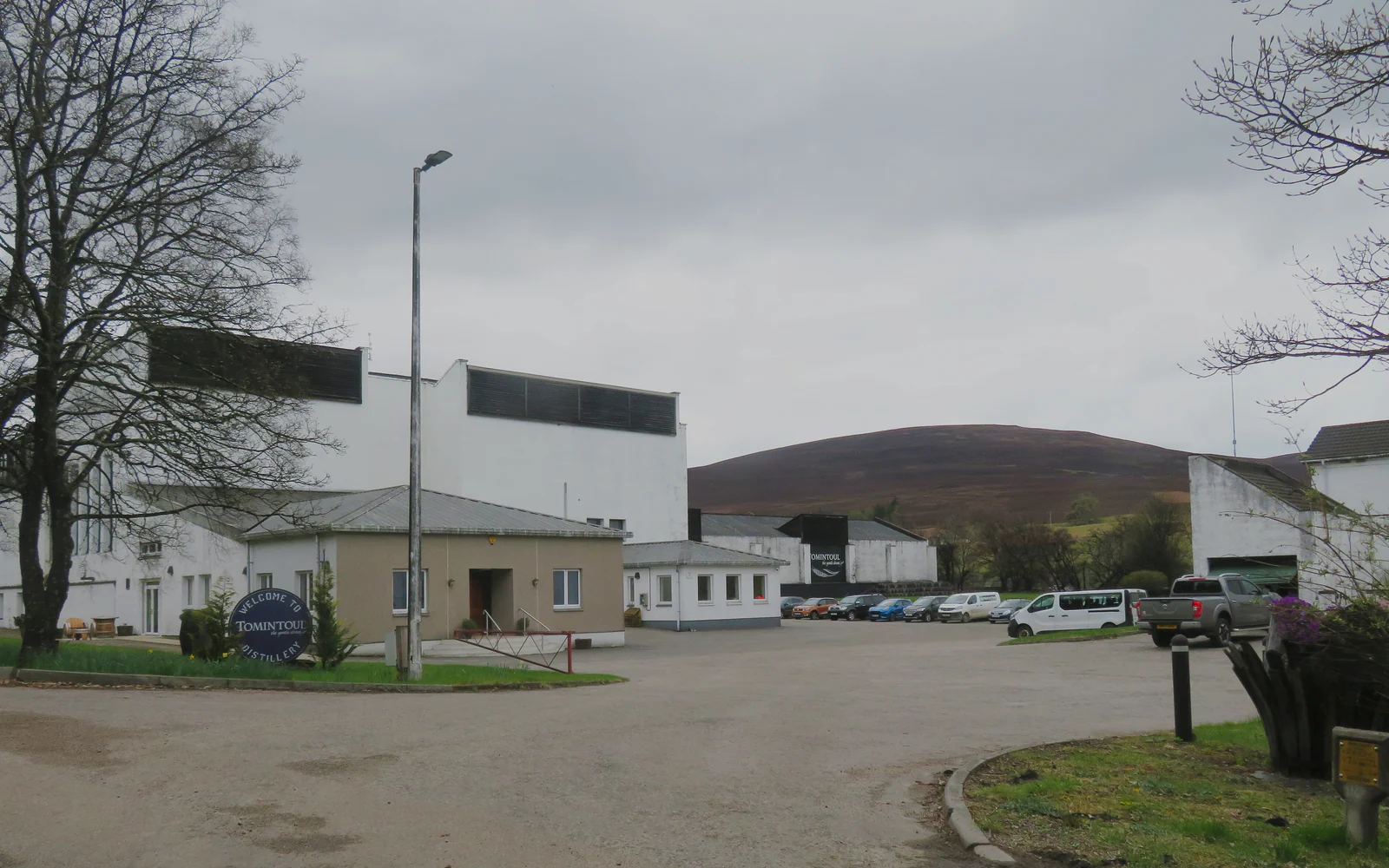 Landscape photograph of Tomintoul distillery.