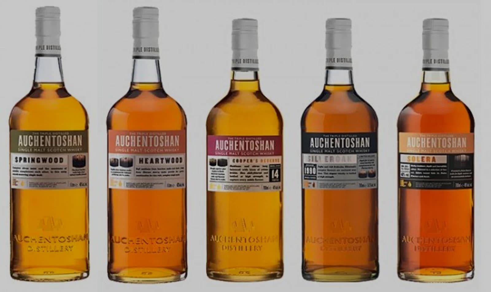 A group of Auchentoshan whisky expressions from the editorial archive.
