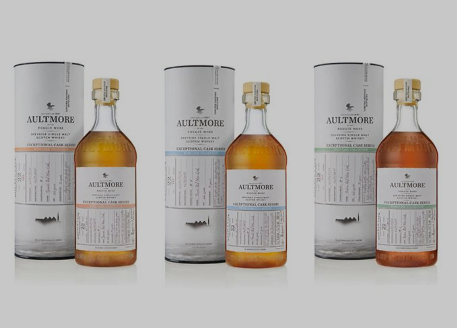 A group of Aultmore whisky expressions from the editorial archive.