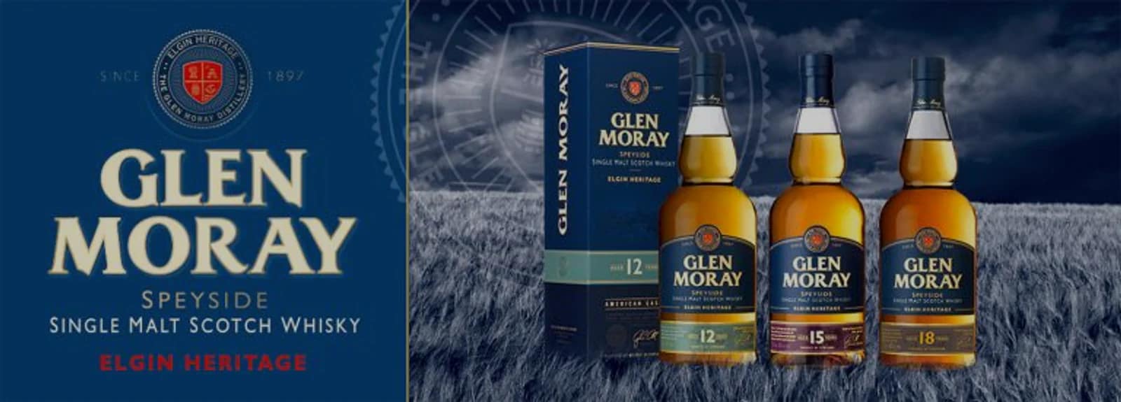 A group of Glen Moray whisky expressions from the editorial archive.
