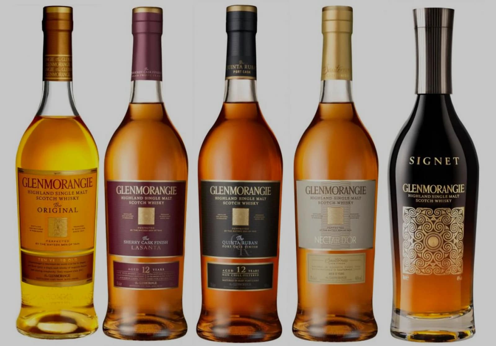 A group of Glenmorangie whisky expressions from the editorial archive.