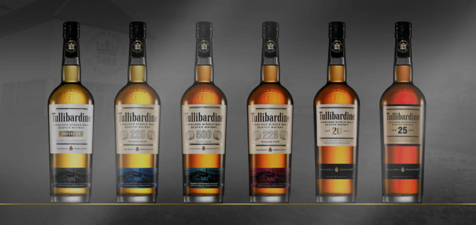 A group of Tullibardine whisky expressions from the editorial archive.