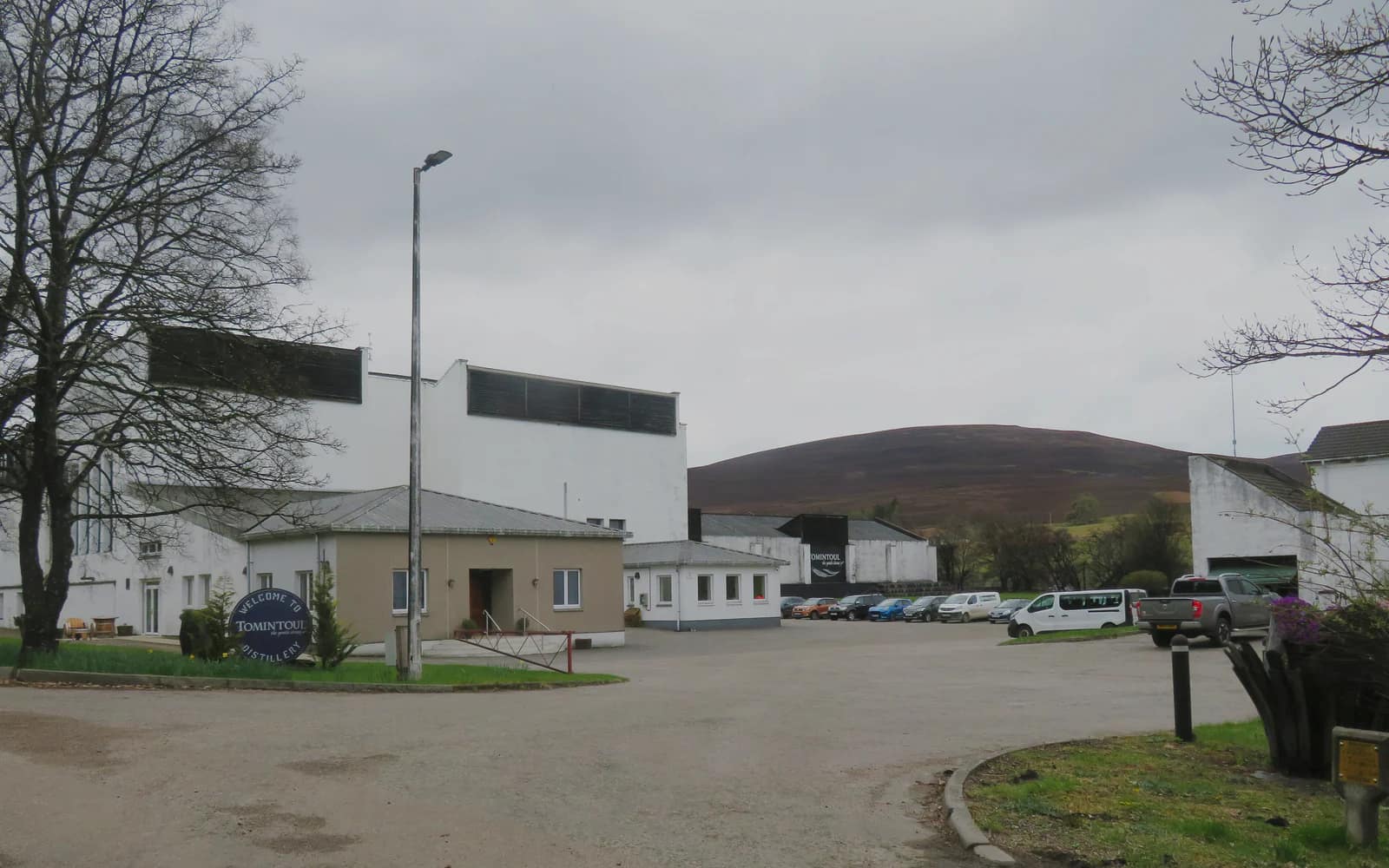 Landscape photograph of Tomintoul distillery.