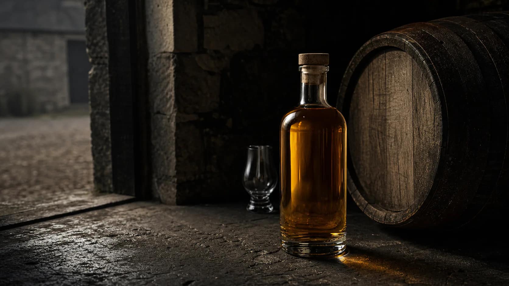 Editorial illustration for Maturation ends when whisky leaves oak..